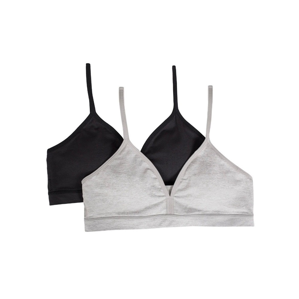 Wonder Nation Bralette 2-Pack Black Gray Cotton Stretch Girls Size‎ 28 NWT Comfy